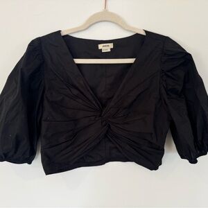 Jason Wu cropped blouse top twist Front puff sleeve 90s y2k chic vacation large